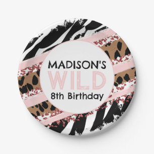 Party Animals Wild Safari Pink Girl Birthday Paper Plate
