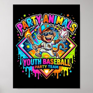 Party animals youth baseball team fun for kids  poster