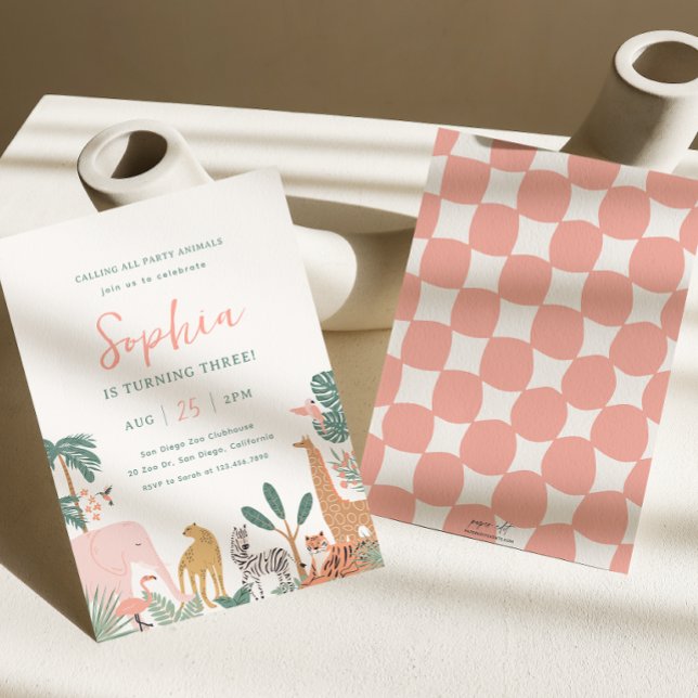 Party Animals Zoo Birthday Invitation Safari  (Creator Uploaded)