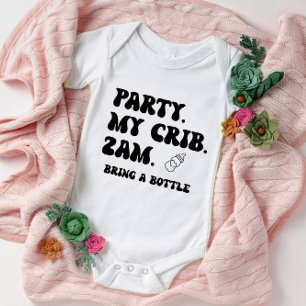 Party At My Crib 2 AM   Cute Funny Baby Bodysuit