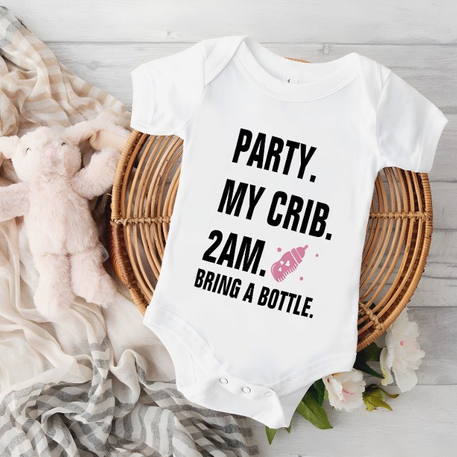 Party at my crib -funny newborn gift - Funny Baby Baby Bodysuit (Creator Uploaded)
