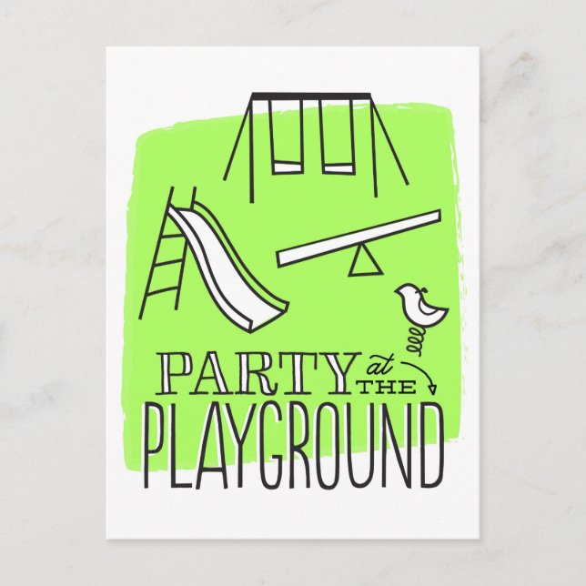 Party at the Park Postcard Invite - Lime (Front)