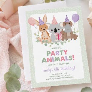 Party Australian Animals Koala Birthday Invitation