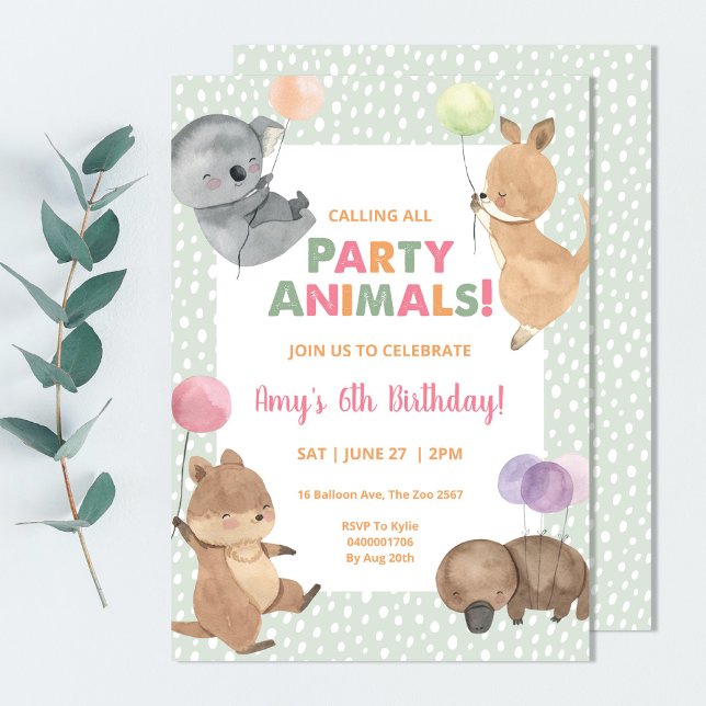 Party Australian Animals Koala Birthday Invitation (Creator Uploaded)