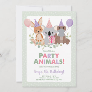Party Australian Animals Koala Birthday Invitation