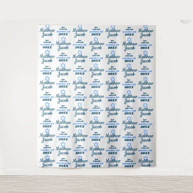 Party Backdrop Bar Mitzvah Step and Repeat Banner Tapestry (Front)