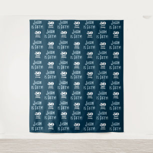 Party Backdrop Step and Repeat *50 Years Young* Tapestry