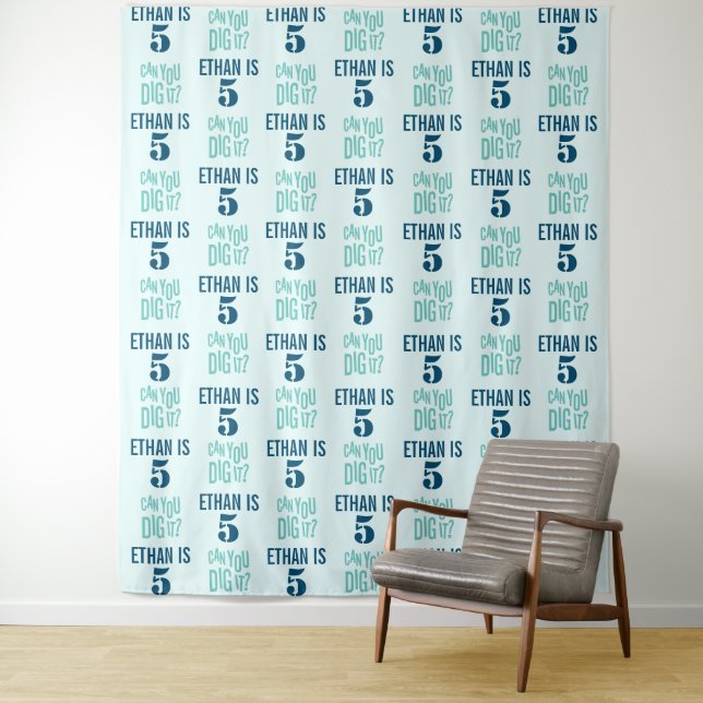 Party Backdrop Step and Repeat Boy Birthday Tapestry (In Situ)