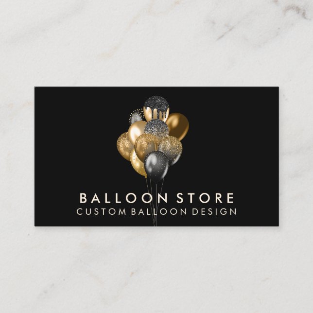 Party Balloon Decor Boho rustic Black Business Card (Front)