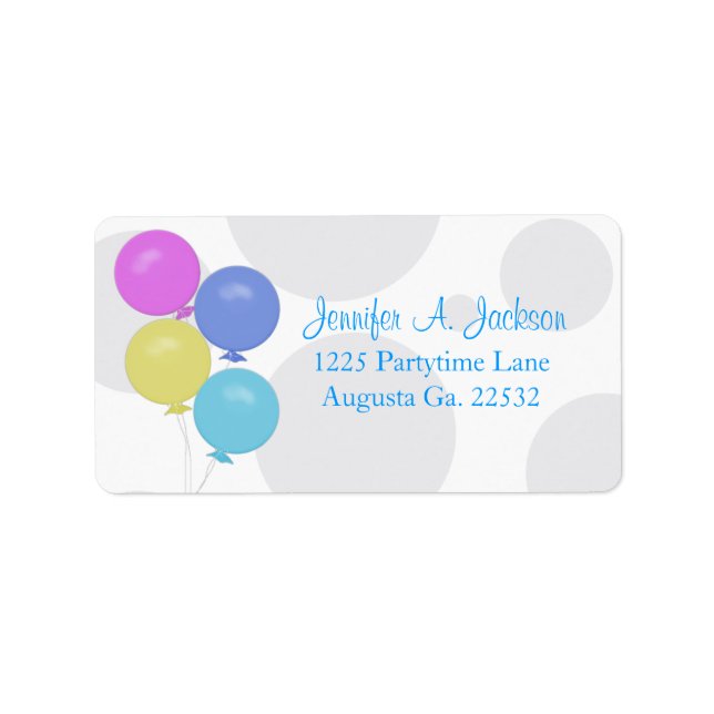 Party Balloons Address Labels (Front)