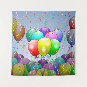 Party Balloons and Confetti Tapestry