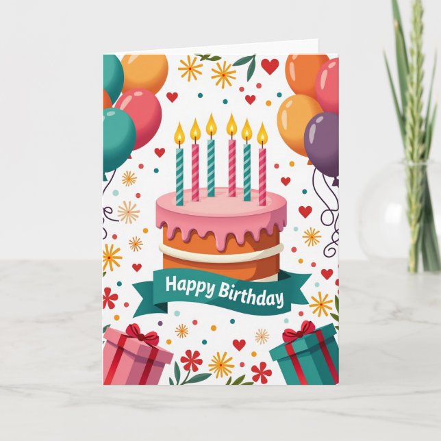 Party Balloons Birthday Card (Front)
