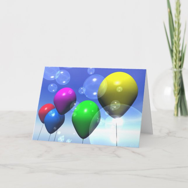 Party Balloons & Bubbles Card (Front)