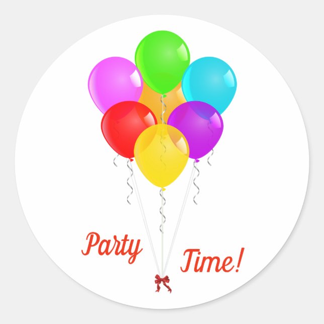 Party Balloons Classic Round Sticker (Front)