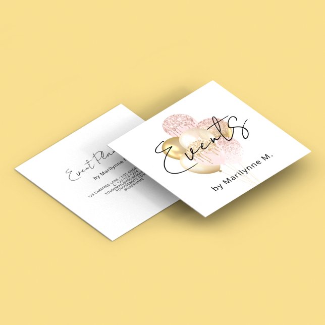 Party Balloons Event Planner Square Business Card (Creator Uploaded)