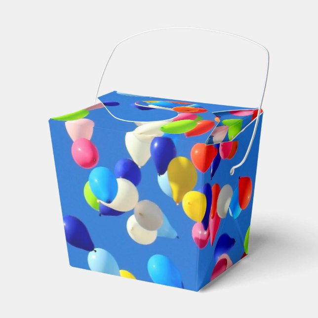 Party Balloons Floating in Blue Sky Favour Box (Front Side)
