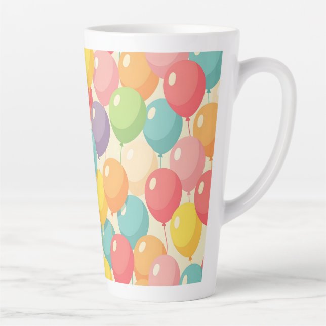Party balloons in different colors latte mug (Right)