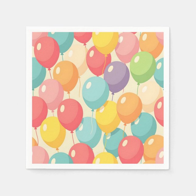 Party balloons in different colors napkin (Front)