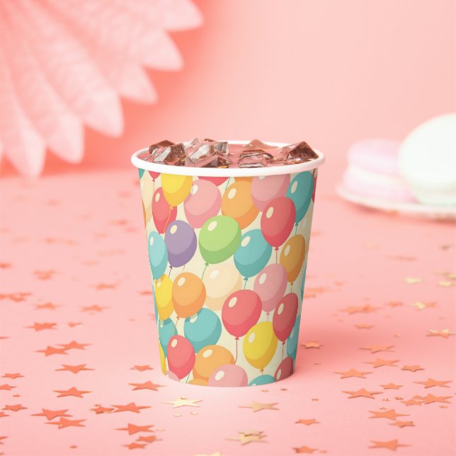 Party balloons in different colors paper cups (Insitu)