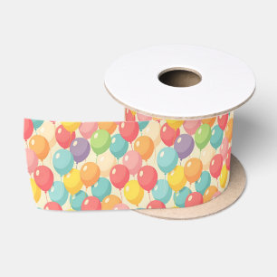 Party balloons in different colors satin ribbon