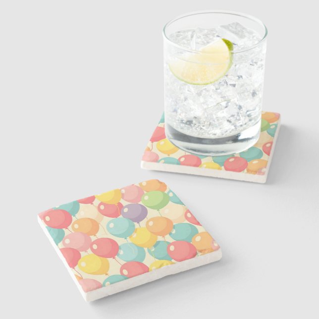 Party balloons in different colors stone coaster (Side)