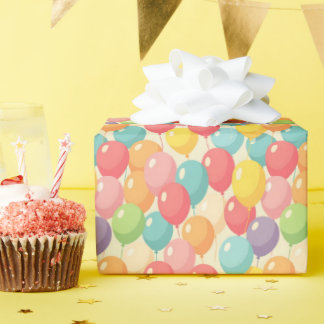Party balloons in different colors wrapping paper