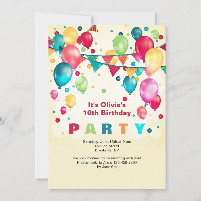 Party Balloons Invitation (Front)