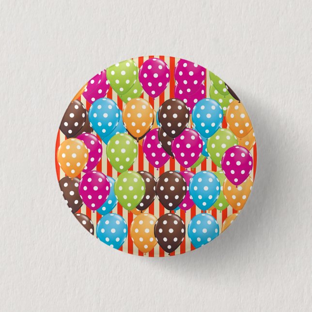 Party Balloons Stripes polka dots circus Fun 3 Cm Round Badge (Front)