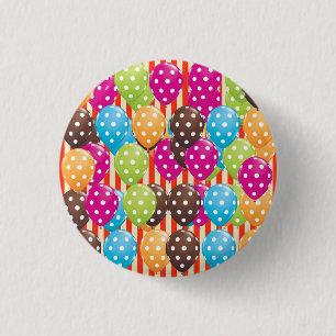 Party Balloons Stripes polka dots circus Fun 3 Cm Round Badge