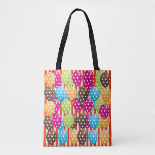 Party Balloons Stripes polka dots circus Fun Tote Bag