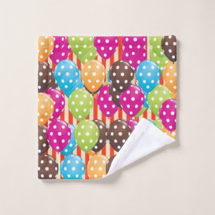 Party Balloons Stripes polka dots circus Fun Wash Cloth