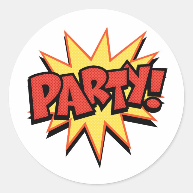 Party Bang Classic Round Sticker (Front)