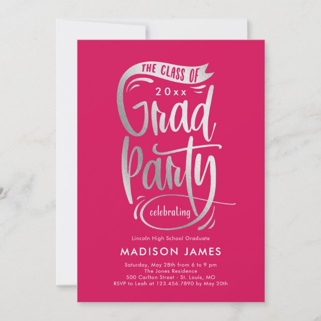 Party Banner EDITABLE COLOR Graduation Invitation (Front)