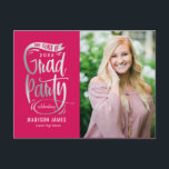 Party Banner Graduation Announcement Invitation Po Postcard<br><div class="desc">Modern and stylish graduation announcement/invitation from Berry Berry Sweet Designs. Visit our design showroom at www.berryberrysweet.com for stylish stationery designs and personalised gifts!</div>