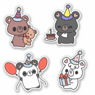 Party Bear Kiss Cut Kawaii Sticker Sheet