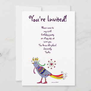 Party Bird Ukrainian Folk Art by Vera Trembach Invitation