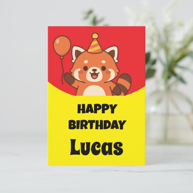 Party birthday awesome red panda  invitation (Standing Front)