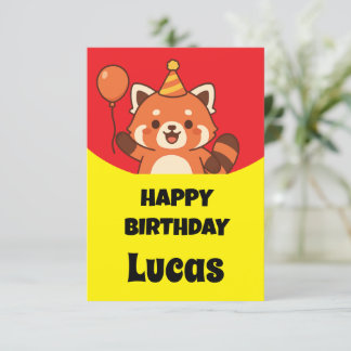 Party birthday awesome red panda  invitation