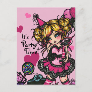 Party Birthday Girl Fairy Card Invite Postcard