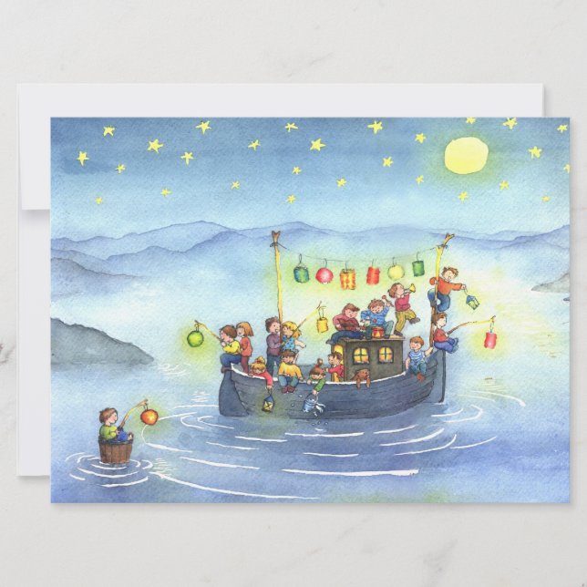 Party Boat with Children Birthday Party Invitation (Front)