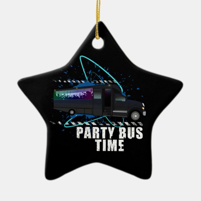Party Bus Time Ceramic Tree Decoration (Front)