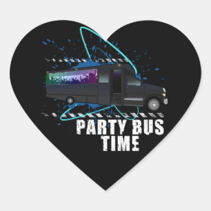 Party Bus Time Heart Sticker