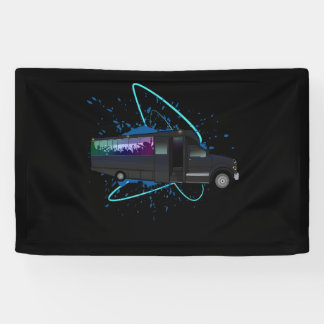 Party Bus Time Nightlife Celebration Colorful Banner