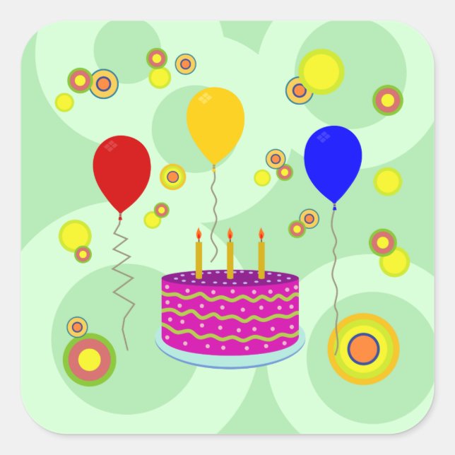 party cake and balloons sticker (Front)