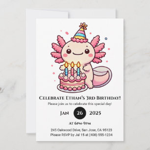 Party Cake Axolotl Birthday Invitation