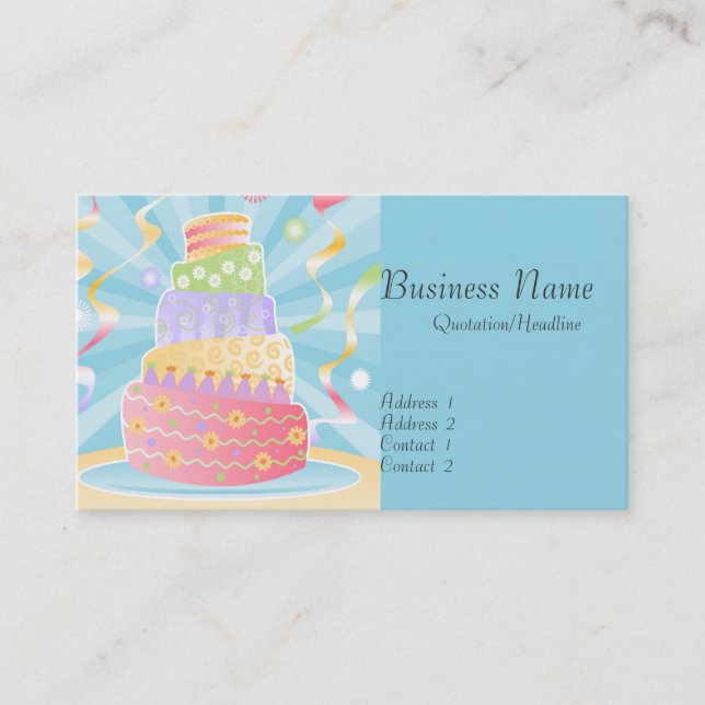 Party Cake Business Cards (Front)