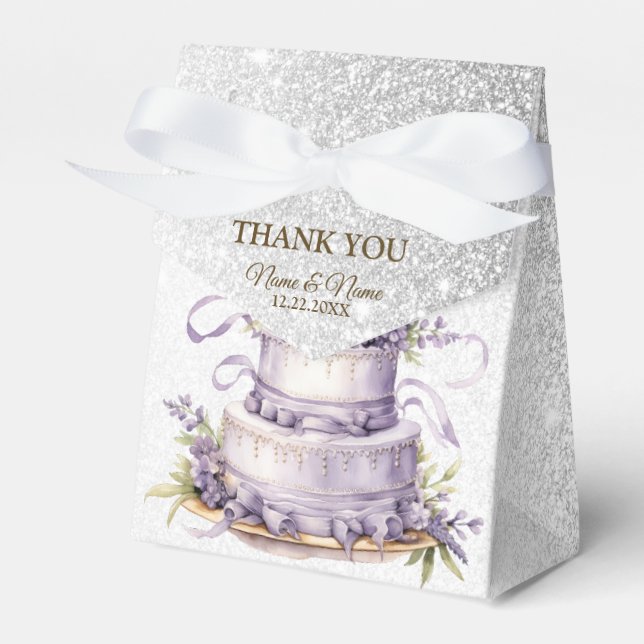 Party Cake Lavender Floral Watercolor Elegant Favour Box (Front Side)