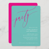 PARTY calligraphy stylish minimal fun mint pink