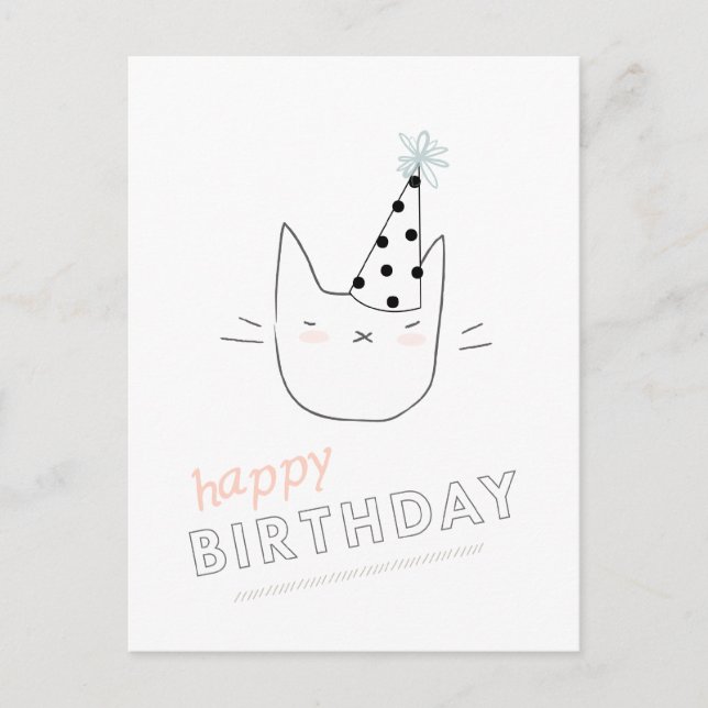 Party Cat Happy Birthday Postcard (Front)