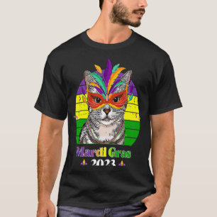 Party Cat Mask Beads Mardi Gras 2023  10 T-Shirt